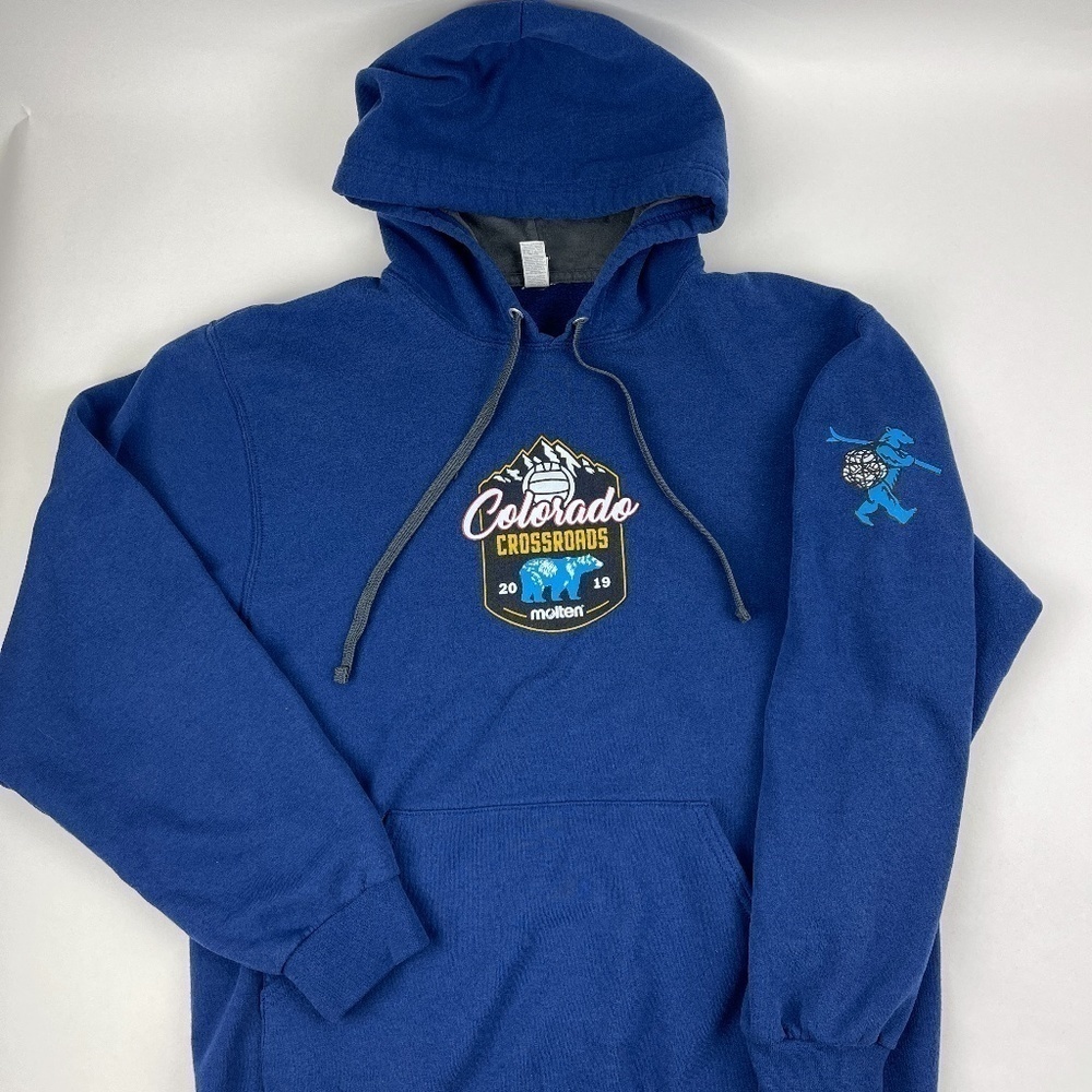 Fruit Of The Loom Sofspun Hoodie Mens Medium Blue Colorado Crossroads